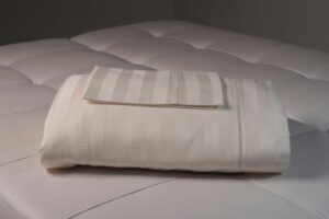 Juego de Sábanas Algodón de Raya Gruesa Beige para Hoteles