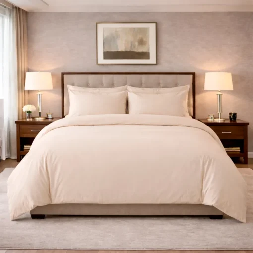 Duvet Hotelero Beige 144 Hilos Polialgod n 50/50 + Fundas Casa LiLe