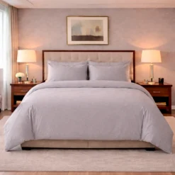 Duvet Hotelero Gris 144 Hilos Polialgod n 50/50 + Fundas Casa LiLe