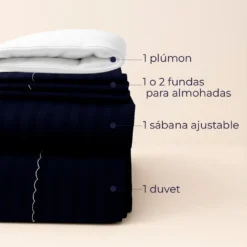 Combo: juego de duvet luxury azul noche + plum n Casa LiLe