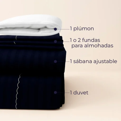 Combo: juego de duvet luxury azul noche + plum n Casa LiLe