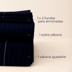 Juego de S banas Premium Azul Noche Tipo B (Con Imperfecciones) Casa LiLe