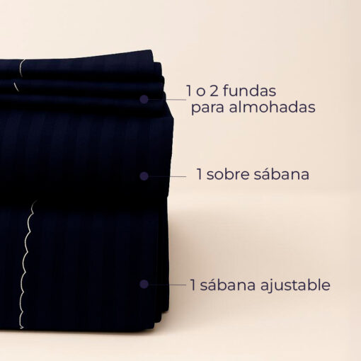 Juego de sábanas premium azul noche