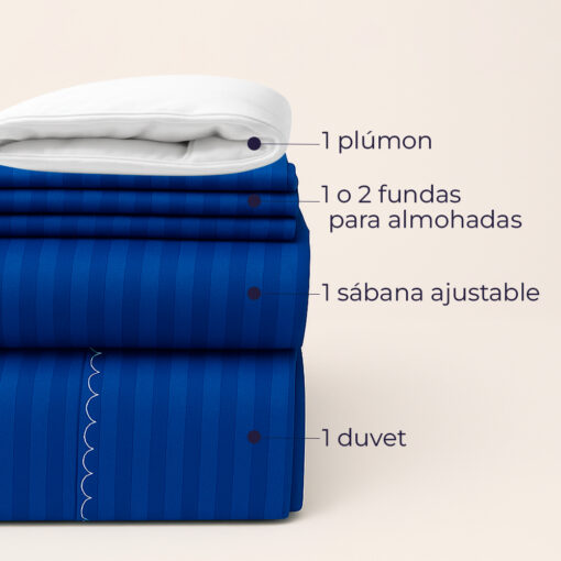 Juego de duvet más plumón azul rey luxury