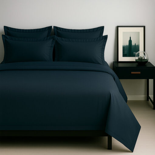 Juego de sábanas algodón azul oscuro