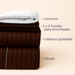 Juego de duvet más plumón café luxury