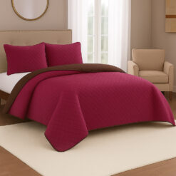 Colcha Española Microembosada Vinotinto / Café