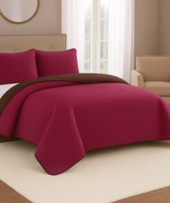 Colcha Española Microembosada Vinotinto / Café