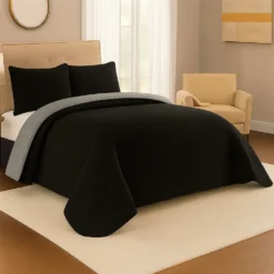 Colcha Espa ola Microembosada Negro / Gris Oscuro Casa LiLe
