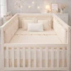 Combo Dulces Sue os Peque n Beige Set Completo de Cuna con Bumper + Juego de S banas + Almohada + Cojines + Protector Antifluido Casa LiLe