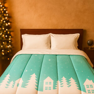 Edredón Navideño Doble Faz Invierno Azul