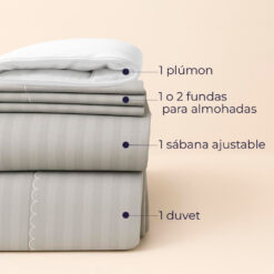 Juego de duvet más plumón gris claro luxury