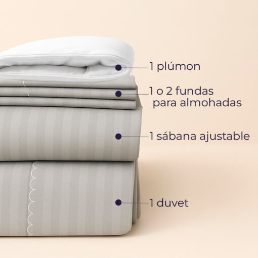 Juego de duvet más plumón gris claro luxury