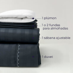Juego de duvet más plumón gris oscuro luxury