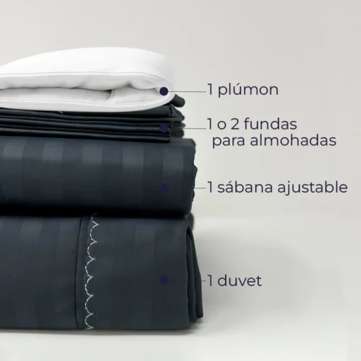Combo juego de duvet gris oscuro luxury + plum n Casa LiLe