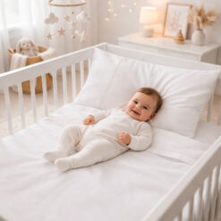 Juego de sábanas beige con bordado beige para cuna