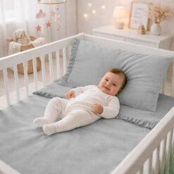 Juego de sábanas gris boleros para cuna