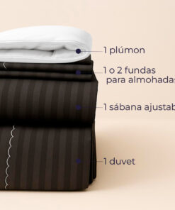 Juego de duvet más plumón negro luxury