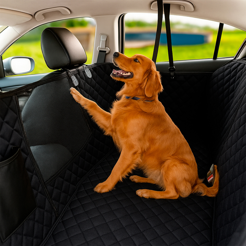 Protector de Silla de Carro Trasero Negro Premium Impermeable