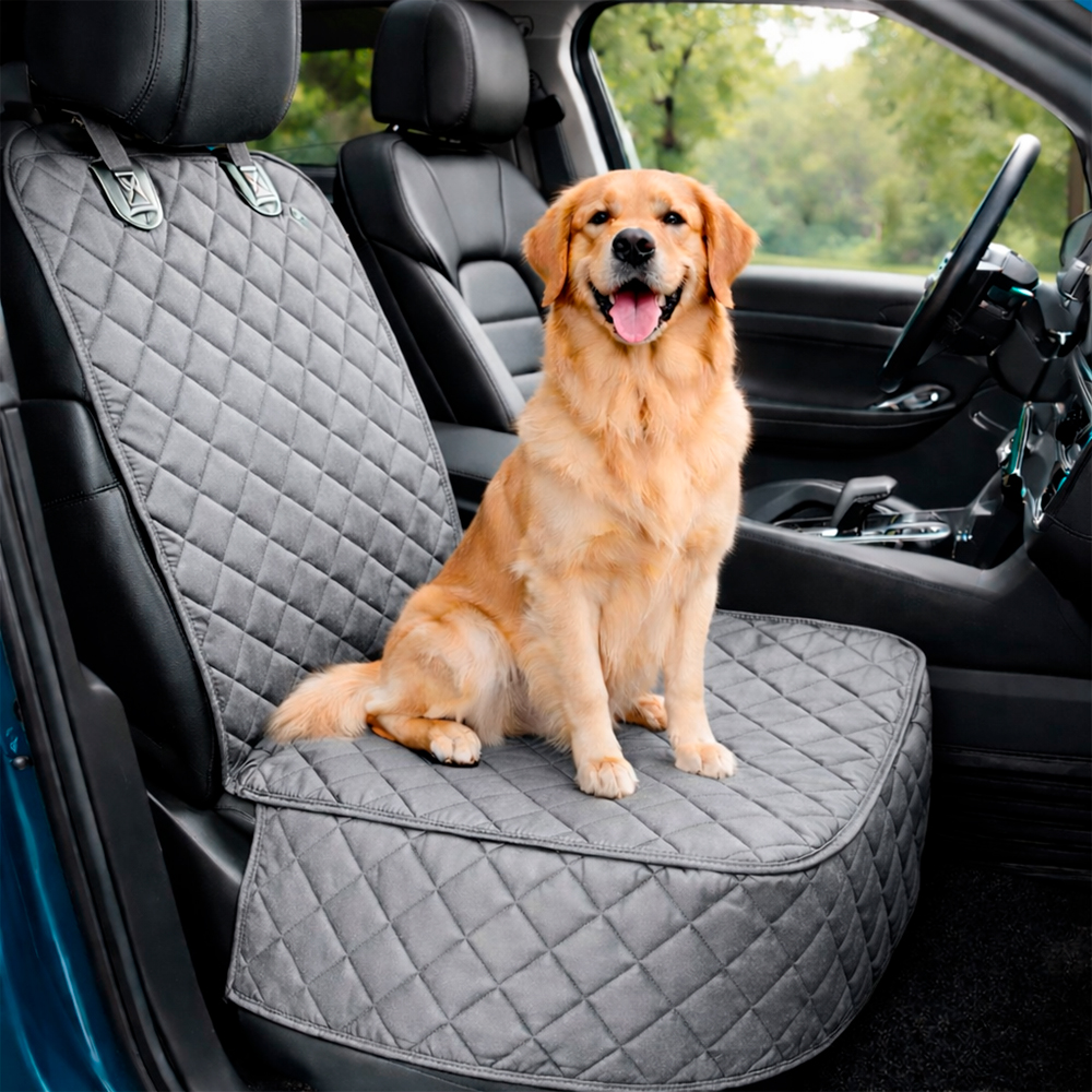 Protector de silla de carro delantero impermeable premium gris