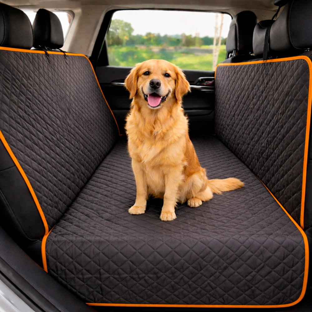 Protector impermeable para silla trasera o baúl 3 en 1 borde naranja
