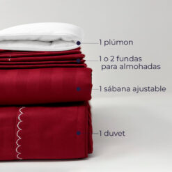 Juego de duvet más plumón vinotinto luxury