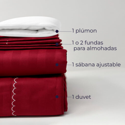 Juego de duvet más plumón vinotinto luxury
