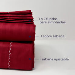 Juego de sábanas premium vinotinto