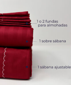 Juego de sábanas premium vinotinto