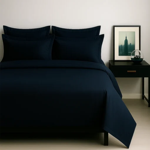 Combo Fresh Azul Oscuro + Juego de S banas + Colcha Azul-Gris en Microfibra Casa LiLe