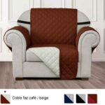Protector de sofá café/beige doble faz un (1) puesto
