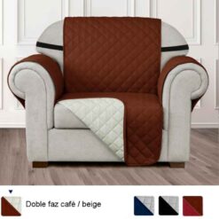Protector de sofá café/beige doble faz un (1) puesto