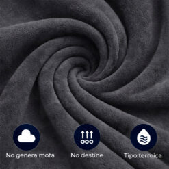 Alternative view of Cobija piel de conejo sintética gris oscuro