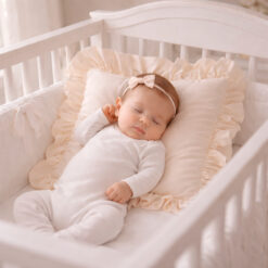 Alternative view of Cojín para bebé beige con boleros de 144 hilos