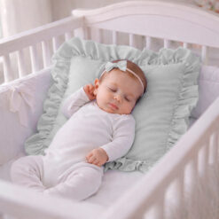 Alternative view of Cojín para bebé gris con boleros de 144 hilos