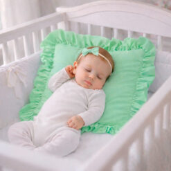 Alternative view of Cojín para bebé verde con boleros de 144 hilos