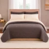 Combo Fresh Beige - Juego de S banas + Colcha Caf -Beige en Microfibra Casa LiLe