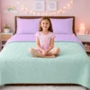 Cubrelecho Infantil Doble Faz Lila y Verde Menta Casa LiLe