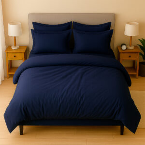 Juego de duvet más plumón azul noche