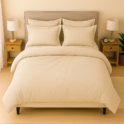 Juego de Duvet Beige liso 100% Microfibra Casa LiLe