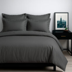 Combo Juego de Duvet en Algodón 400 Hilos Gris + Plumón