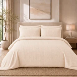 Duvet + Fundas Jacquard 300 Hilos Polialgod n Beige L neas Finas Casa LiLe