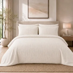Duvet + Fundas Jacquard 300 Hilos Polialgod n Marfil L neas Finas Casa LiLe