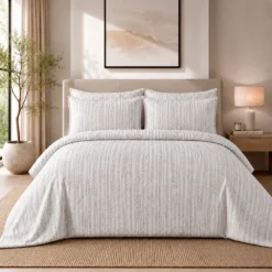 Duvet + Fundas Jacquard 300 Hilos Polialgod n Plata L neas Finas Casa LiLe