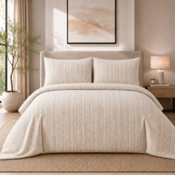 Duvet + Fundas Jacquard 300 Hilos Polialgodón Taupé Líneas Finas