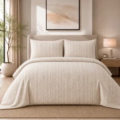 Duvet + Fundas Jacquard 300 Hilos Polialgod n Taup L neas Finas Casa LiLe