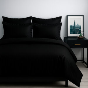 Combo Juego de Duvet en Algodón 400 Hilos Negro + Plumón