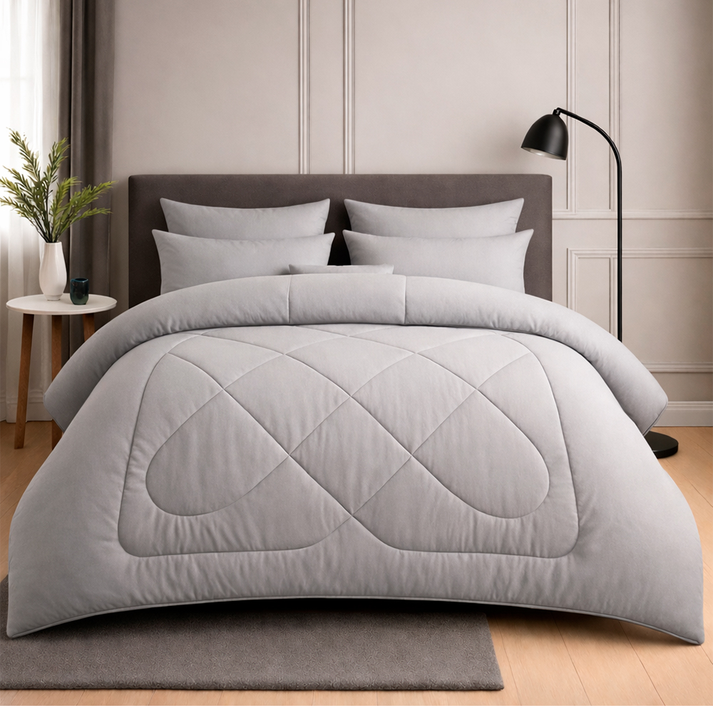 Plumón + Set de Fundas Gris Claro