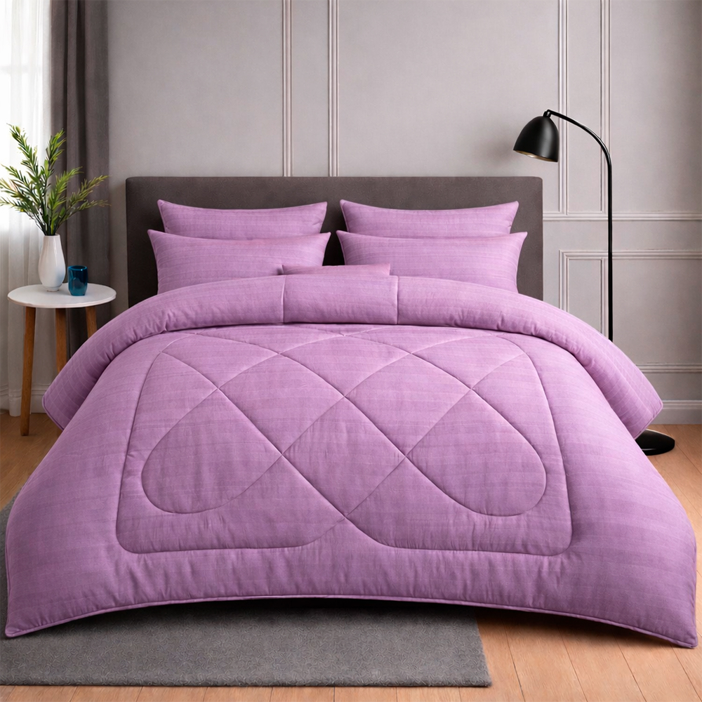 Plumón Lila Embozado Premium + Set Fundas