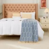 Pie de Cama Decorativo Rombo Azul con Flecos Casa LiLe